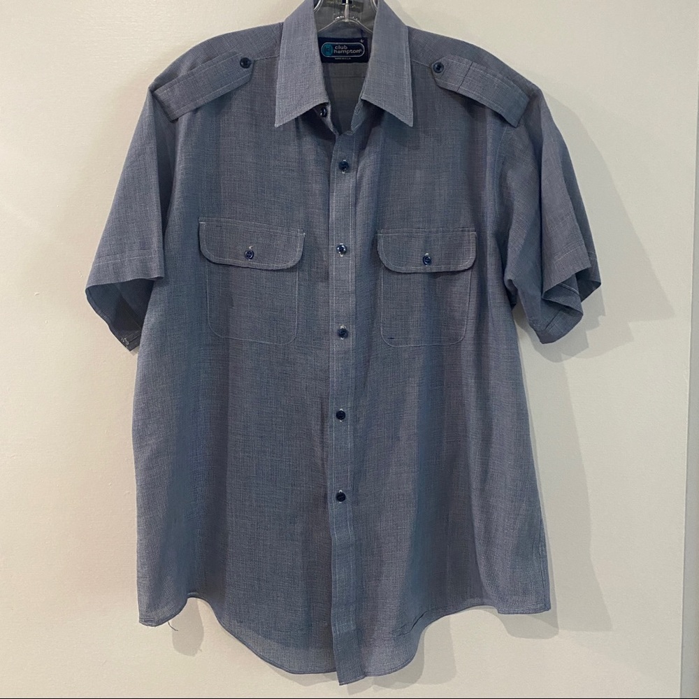 Club Hampton men's short sleeve button down shirt large- checked plaid